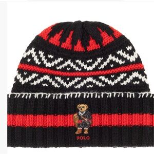 Polo by Ralph Lauren Kids Black and Red Patterned Beanie